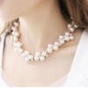 Miaomyao Necklace and Earring Package Set, Pearl and Flower Motif,