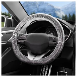 100PCS Car Disposable Steering Wheel Covers,Plastic Steering Wheel Cover Provides Protection with Elastic Band Design,Essential Disposable Car Steerings Wheels Cover