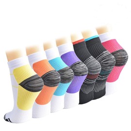 Compression Socks for Women and Men, 7 Pairs Low Cut Plantar Fasciitis Socks