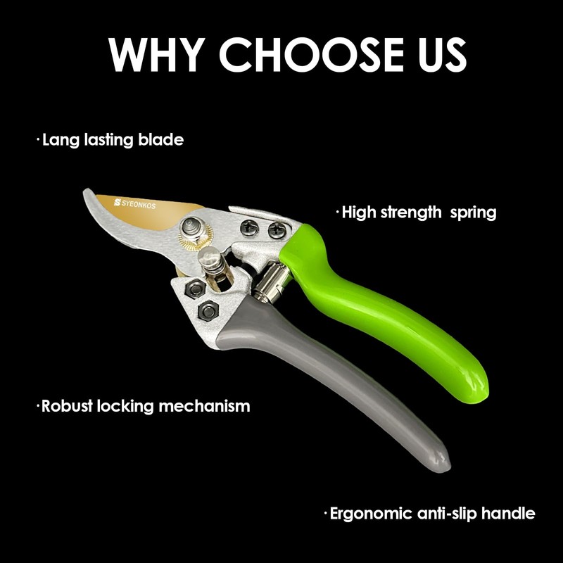 SYEONKOS Secateurs, Secateurs & Pruning Scissors, 8 Inch Garden Secateurs,