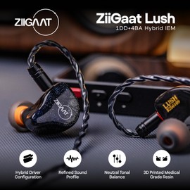 Linsoul ZiiGaat Lush in Ear Monitor, 1DD+4BA Hybrid Earphone IEM, Studio Monitor Tunning Wired Earbuds with Detachable Cable for Professional Music Engineers Audiophiles (Silver Blue)