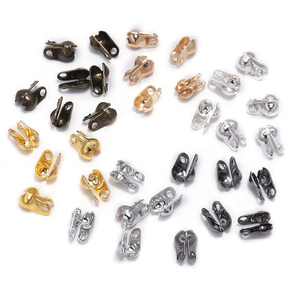 800Pcs Metal Side Fold Clamshell Bead End Tips Open Clamshell