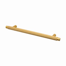 Decoranddecor Aurelia - Round Knurled Cupboard Handles | T-Bar Cabinet Handles | Kitchen Cupboard Pulls | Furniture Knobs - Gold - 160mm Hole Centre Distance