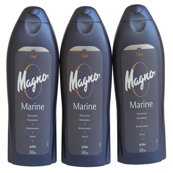 3 Bottles of Magno Marine Shower Gel 18.3oz./550ml