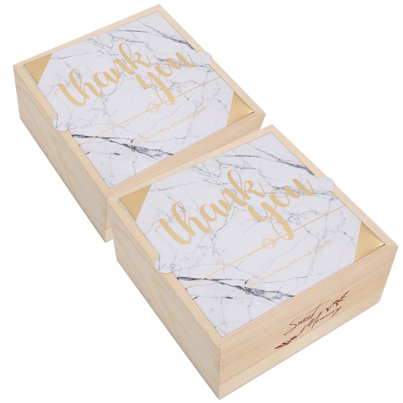 2 Set Wedding Wooden Gift Box PVC Exquisite Candy Packaging