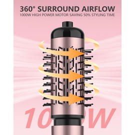 ANWA Rotating Hair Dryer Brush, 4-in-1 Hot Air Styler and Rotating Brush, Rotating Blow Dryer Brush with 2 Detachable Brushes(1.5"& 2"), Black