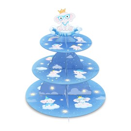It's a Boy 3 Tier Blue Elephant Cupcake Stand Baby Shower Decoration Elephant Baby Boy Party Supplies
