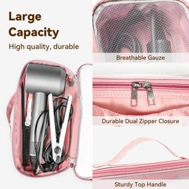 Mction Life Hair Dryer Bag Travel Case Hair Tools Travel Bag for Flat Irons, Straighteners, Curling Iron, and Haircare Accessories Portable Organizer Compatiable with Dy Air Styler Dryer Brush (Pink)