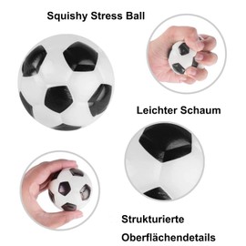 ZYDTRIP Pack of 12 Stress Balls, Squishy Toy Ball, 6.35 cm Anti-Stress Balls, Sports Ball, Football for Children and Adults, Novelty Toy for Party