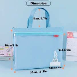 BRZUKA Mesh Zipper Pouch 11x13.7 in, A4 Double Pocket Waterproof File Bag with Handle, Document Storage for School/Travel/Office/Cross Stitch/Puzzle (Pink)