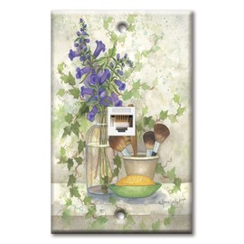 Art Plates - One Port RJ45 Ethernet decorative printed keystone style wall plate. Works with Cat5 through Cat8 cables. Female to Female Connection. - Bath Brushes