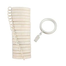 Cambria® Designer Series - Premium Easy Glide 18 Count Curtain Rings - Metal with Smooth, Quiet Nylon Inserts with Clips - 2 inch Diameter (1-5/8 inch Inside Diameter) - Weathered White