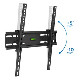 Mount-It! Tilt TV Wall Mount Bracket Up to VESA 400x400 | Low-Profile Tilting Mounting Bracket Compatible with 32 to 55 Inch Flat Screen TVs, 77 Lbs Capacity