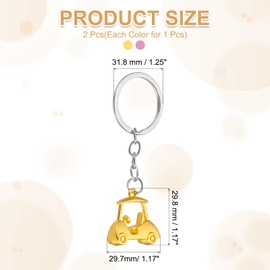 PATIKIL Golf Cart Keychain, 2 Pcs Mini Cute Golf Key Chain Sport Pendant Key Ring Bag Backpack Decor for Men Women Party Gifts Favors, Pink/Gold