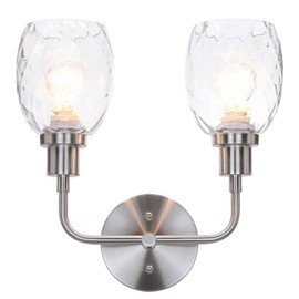 XiNBEi Lighting Sconces Wall Lighting, 2 Light Bathroom Vanity Wall Light with Clear Glass, Brushed Nickle Finish XB-W1210-2-BN