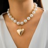 Rrdaily Chunky Puffy Heart Choker Necklace for Women,Gold Big Heart