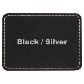3.5"x2.5" Rectangle Blank Laserable Leatherette Hat Patches with Adhesive Faux Leather Patches for Hats Custom Fabric Repair Sew Laser Supplies (Black/Silver, 25)