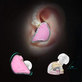 BASN Bmaster in Ear Monitor Headphones Triple Driver Earphones with Two Detachable MMCX Cable Fit in Ear Suitable for Audio Musician Drummer(Pink)