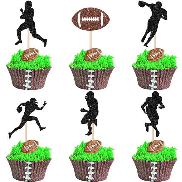 36 piezas de bolas de rugby para cupcakes, jugadores de fútbol, deportes, cupcakes, Super Rugby, deportes, baby shower, fiesta de cumpleaños, decoración de tartas