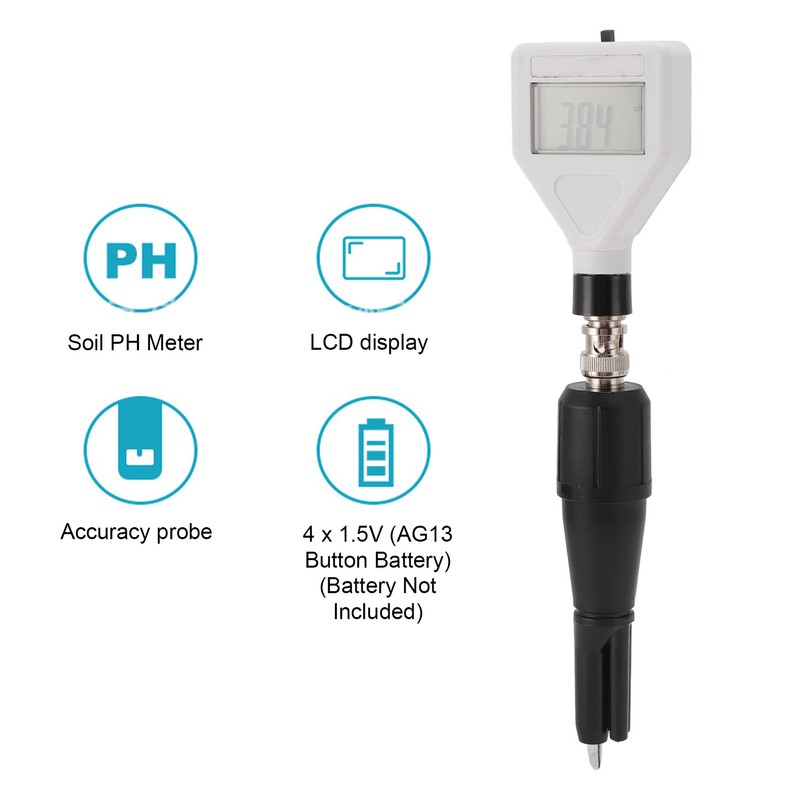 Soil PH Meter with Backlit LCD Display Multipurpose Fruit Meat