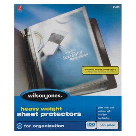 Wilson Jones Sheet Protectors, Heavy Weight, Top-Loading, Non-Glare, 100 Sheets/Box (W21413)