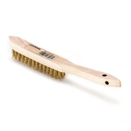 Lessmann Pointed 3 Rows Wood Pattern Hand Brush Brass Plated Wire 105431