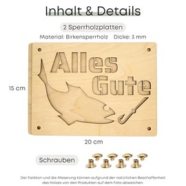 ZUKLA¬Æ Verpackung f√ºr Geldgeschenke XL 20 x 15 cm - Geschenk f√ºr Angler - Geldgeschenk Verpackung Holz - Eine Originelle Idee, Geld zu Verschenken - Geschenkgutschein - Handmade