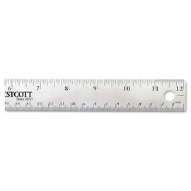 Westcott 10415 Stainless Steel Office Ruler With Non Slip Cork Base, 12-Inch