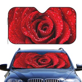 Dujiea Car Front Window Sunshade, Beautiful Red Rose Foldable Auto Windshield Sun Shade Uv Heat Sun Visor Protector-Keeps Your Vehicle Cool- 51 x 27.5 in