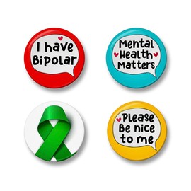 Bipolar Badge Set, 4Pcs, 32mm or 44mm Pin Badge Button (44mm)