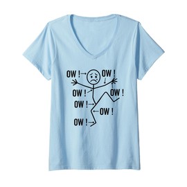 Womens Ow Ow Ow Ow Funny Character Humor Sketch V-Neck T-Shirt