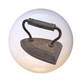 Sad Iron Old Vintage Sad Iron Image on 1.5" DECORATIVE Glossy Ceramic KNOB Dresser Drawer PULLS Cabinet Cupboard KNOBS