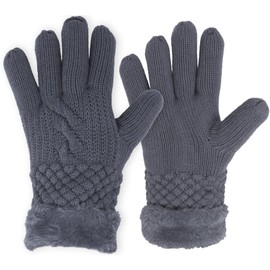 KMystic Women's Thick Knitted Warm Gloves (Charcoal)