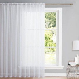 Helweet Sheer Curtains, Voile Curtains, Net Curtain, White Curtains, Suitable for Bedroom, Living Room, Dining Room, Office Decoration, Suitable for Most Decoration Styles, 140 x 260cm