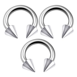 KJM Fashion 3 x Steel Horseshoe Ring 1.2 mm 16 g Cartilage Earrings Tragus, Metal