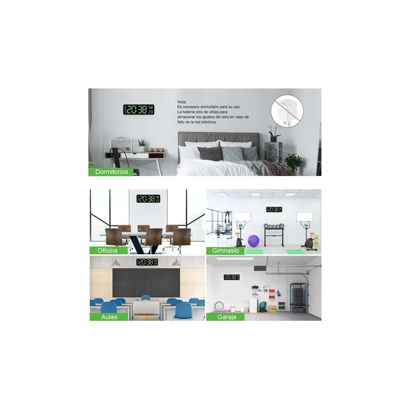 Reloj De Pared Digital Led Con Termómetro, Fecha,alarma