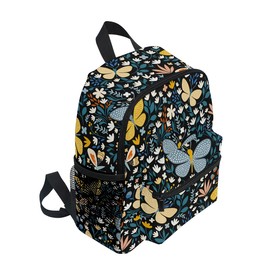 ALAZA Children's Backpack with Chest Strap, Kids Schoolbag Butterflies Flowers Floral Students Bookbag for Boys Girls
