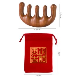 1Pcs Sandalwood Scalp Massager, Made of Sandalwood with a Massage Comb. Sandalwood Gua Sha Massage Comb is Also Included. It is a Scalp Massage Wooden Tool Suitable for Both Women and Men.