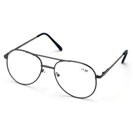 V.W.E. Classic Metal Reading Glasses - Spring Hinge Tear Drop Reader (Gunmetal, 2.25, multiplier_x)