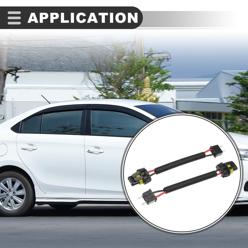 Motoforti Universal Wire Harness Headlight, Plastic Metal, Black, 2 Pcs