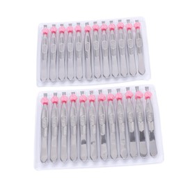 Minkissy 24pcs Stainless Steel Flat Tip for Eyebrow Grooming Hair Removal Anti- Design for Precision Makeup Ingrown Hair Removal Convenient Tools