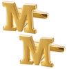 A-Z Initial Cufflink for Men, Classic 18k Gold Silver Black