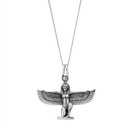 81stgeneration Women's Men's 925 Sterling Silver Winged Isis Egyptian God Pendant Necklace, 18"