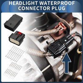 INFINAUTO 16 Pin Headlight Waterproof Connector Plug, 1.5mm Series Male Female Wire Terminal Connector for Ford Mondeo Plastic Copper Black, 1 Set