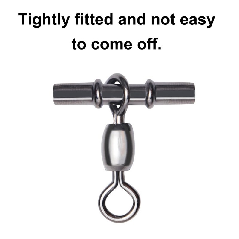 25Pcs Black Copper Sleeve Swivels 3 Way Cross Line Hook