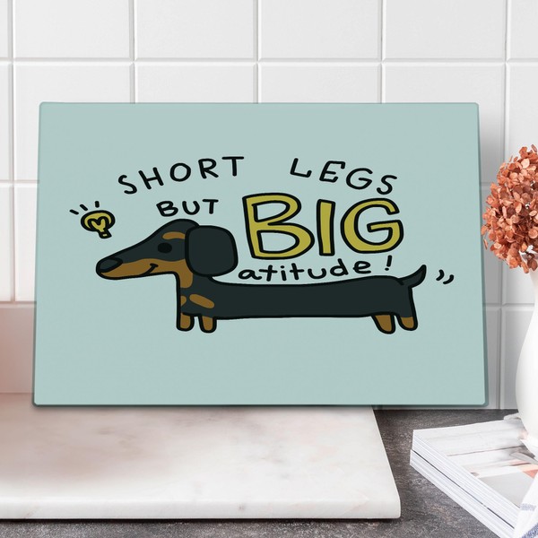 Ambesonne Dachshund Cutting Board, Short Legs but Big Attitude Text