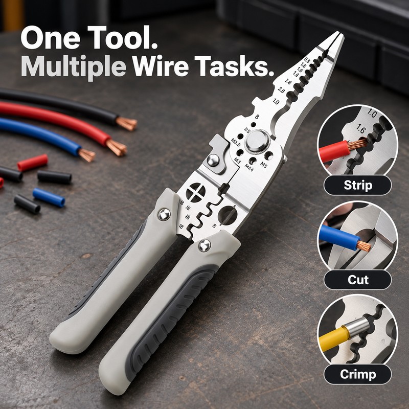 6-in-1 Multifunctional Wire Stripper Pliers for Electrical Work – Cutting,