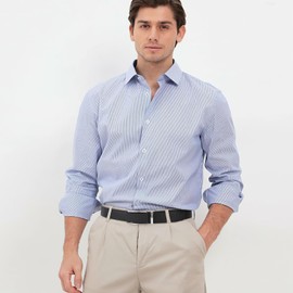 SANSTHS Mens Ratchet Belt, Leather Ratchet Belts for Men Adjustable Dress Belt Slide Belt for Gift Fit Everywhere, Silver Black