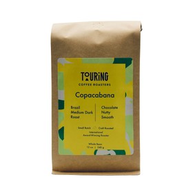 Touring Coffee Roasters Copacabana Brazilian Coffee Whole Beans Medium Dark Roast - 100% Arabica Single Origin, Chocolate, Nutty, Smooth, Natural Sun Dried