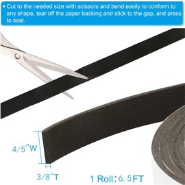 Sopepoyie Foam Insulation Tape Self Adhesive,Weather Stripping for Doors and Windows,Sliding Door,Sound Proof Soundproofing,Weatherstrip,Air Conditioning Seal Strip 4/5" W X 3/8" T X 6.5ft L